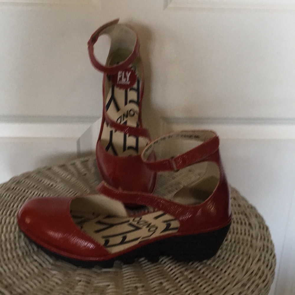Fly London Luxor Red Patent “Plan717Fly” Wedge